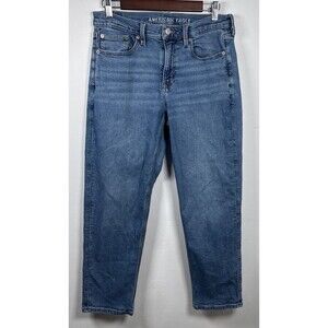 American Eagle 90s Straight Jeans Medium Wash Stretch Womens Size 8